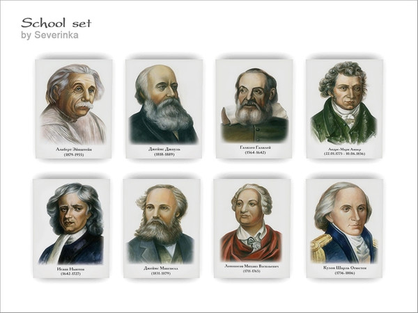 Sims 4 — [School set] - Posters Scientists by Severinka_ — Posters Scientists From the set of 'School set' 8 colors