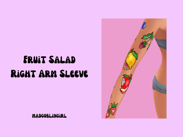 Sims 4 — fruit salad right arm sleeve tattoo by madgoblingirl — teen-elder, female or male, base game compatible works on