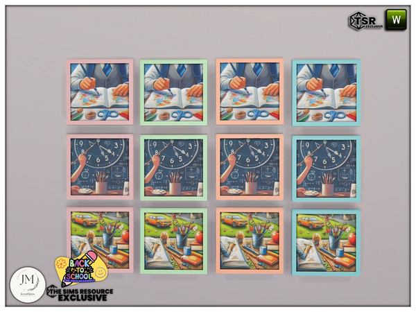 Sims 4 — back to school deku wall paintings1 by jomsims — Back to school. but art school inspiration.