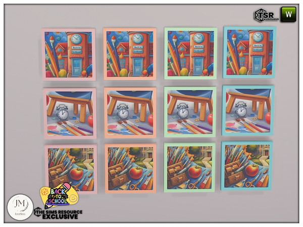 Sims 4 — back to school deku wall paintings2 by jomsims — Back to school. but art school inspiration.