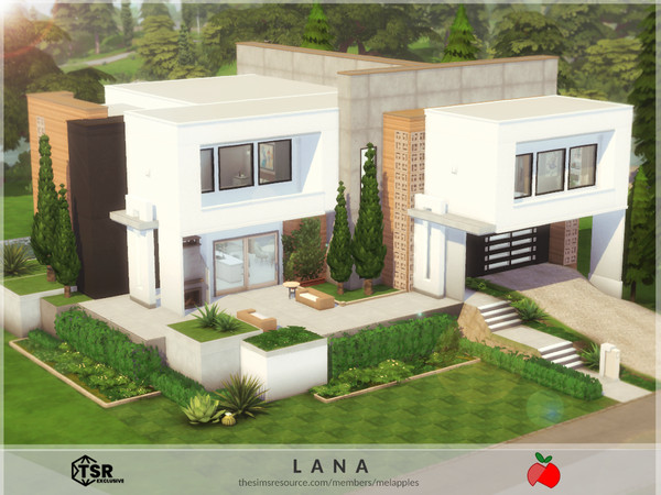 Sims 4 — Lana by melapples — 3 floor modern home with 4 bedrooms and in neutral colors. basement: tv room, gym, bathroom