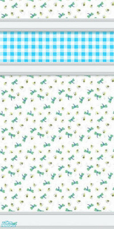 Sims 2 — Bees 'N Things Wall by Henwen — Matching wall to set with bees and dragonflies, and a check border.