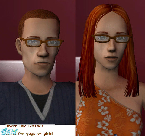 Sims 2 — Brown Emo Glasses by actorderick — A pair of blown emo think-rimmed glasses. Looks nice on guys or girls.
