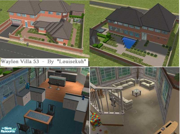 Sims 2 — Waylon Villa 53 by Louisekuh — *Large garden + little house, Living room, Kitchen, Dining room, 2 Bathrooms