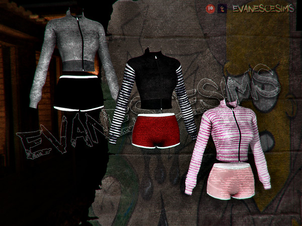 Sims 4 — Evanescesims_fTop_Turtleneck Jacket.package by evanescesims — lunari shorts - 2k poly, 9 swatches