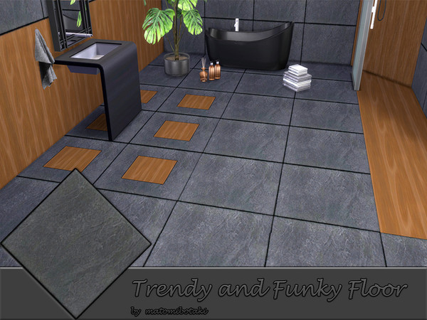 Sims 4 — Trendy and Funky Floor.package by matomibotaki — Modern tile floors partly combined with wood give every
