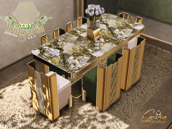 Sims 4 — GOLDIE - Diagonal - Chair by Goldie_s4 — Luxury dining set, consists of a dining table made of marble, a dining