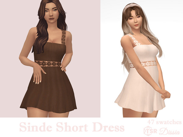 Sims 4 — Sinde Short Dress by Dissia — Summer short sleeveless dress