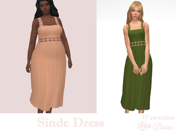 Sims 4 — Sinde Long Dress by Dissia — Summer long sleeveless dress