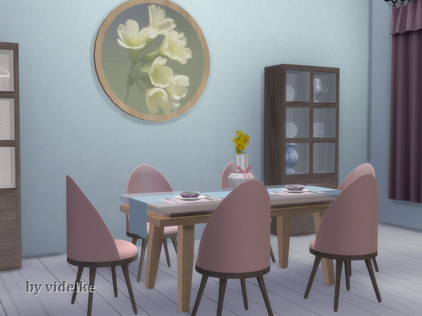 Sims 4 — Fresh Breeze Dining Room Cabinet by videlke2 — Soft, modern dining room. The set consists of