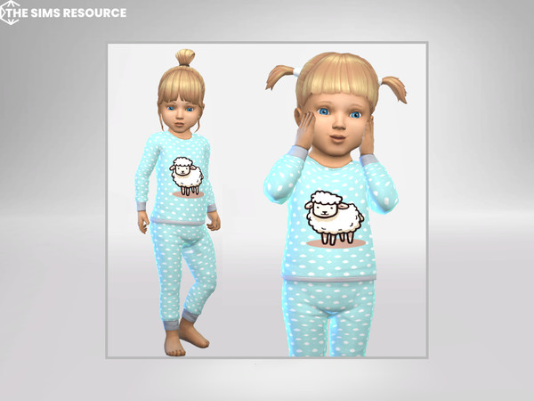 Sims 4 — Kiarara_Sheep & Cloud Pattern Pajama Set Infant, Top.package by Kiarara — For Infants