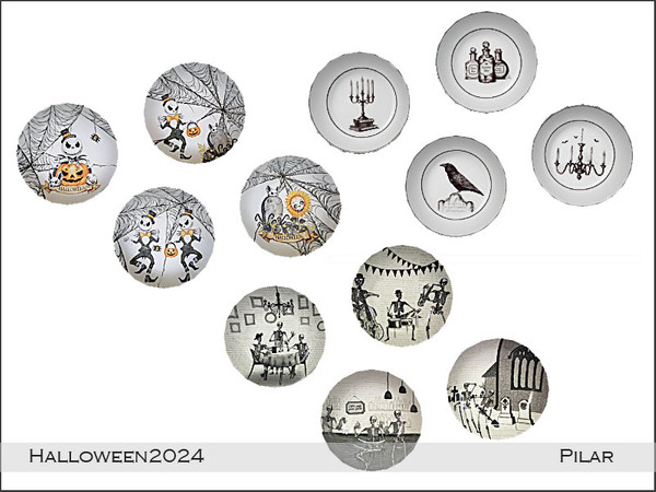 Sims 4 — Pilar Halloween2024 PlateWall by Pilar — Fun objects to decorate the house for Halloween