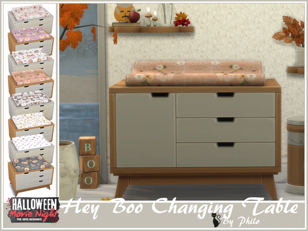 Sims 4 — Philo_Hey Boo Changing Table by philo — While older Sims celebrate Halloween, babies and toddlers sleep in their