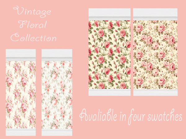 Sims 4 — Vintage Floral Collection by mysimcreations — Vintage Floral Collection , containing four swatches that have