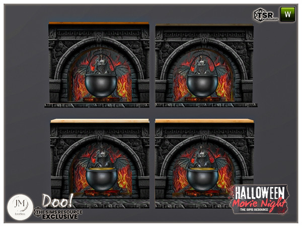 Sims 4 — Halloween_Movie_Night doo fake fireplace by jomsims — Halloween horror movie doo set in 3 part.