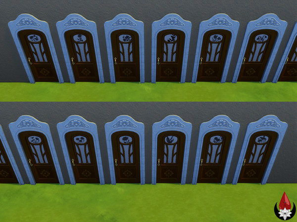 Sims 4 — Door with Silhouette Birth Flowers - White [DS] by Dark Song — Single magical door with silhouette birth