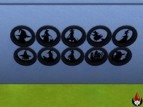 Sims 4 — Witchy Silhouettes - Black [DS] by Dark Song — Window with Silhouettes of Witches.