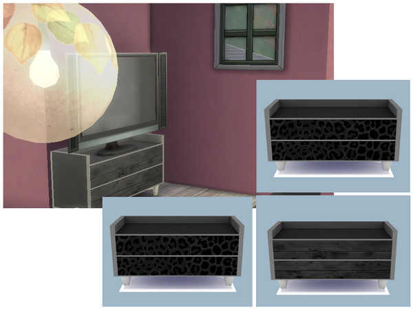 Sims 4 — Utopie TV Stand by AYM_Aurely — Full bedroom Utopie. 3 different colors