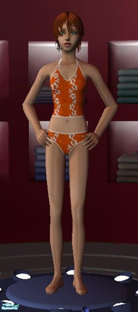 Sims 2 — Orange Hawaiian Swimwear - Female Teen by becboobear — Orange Hawaiian Swimwear for the whole family based on