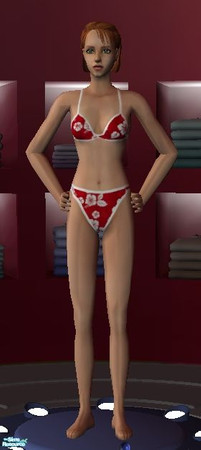 Sims 2 — Red Hawiian Swimwear - Female Adult/Young Adult by becboobear — Red Hawaiian Swimwear for the whole family based