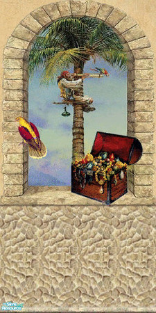Sims 2 — Treasure Island Wall Set - Wall 4 by filizk — Finally a wallpaper set for the boys. You can mix and match them