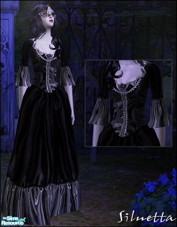 Sims 2 — Halloween Costume - 5ffdc5dd Sivampiregownhal by Siluetta — A black and silver gown.