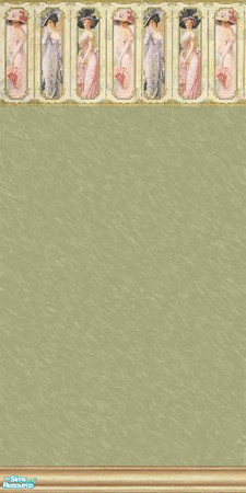 Sims 2 — ANtique Victorian Bordered Wall 1 by gaudium — Old-time victorian wall border, with victorian ladies on it. 