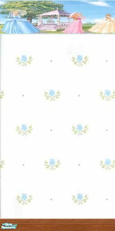 Sims 2 — Cinderella Flowered Wallpaper by FluffyAuntyDi — A beauitful wall done in flowers and a great cinderella border