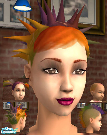 Sims 2 — Rainbow Spikes by Javanny — Rainbow hair for all ages - as shown in the screenshot. Hope you enjoy; if you do,