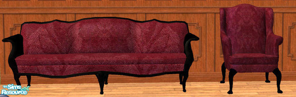Sims 2 — Expensive Furniture - Maroon Chair by jennikj — Maroon patterned recolor of Luxiary Chair