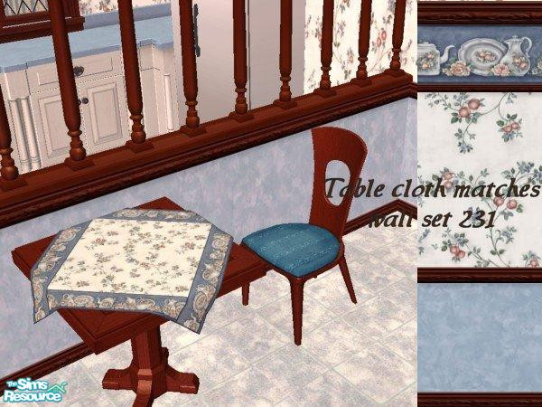 Sims 2 — jbSolfalTableCloth231 by Samielle — Beautiful table cloth matching some of my walls. Set includes 12 table