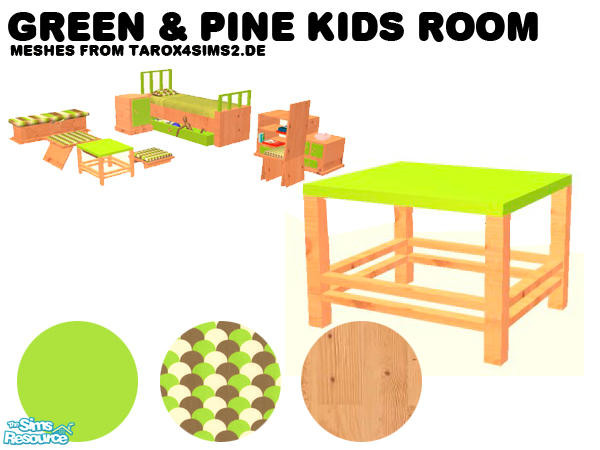 Sims 2 — Green & Pine Kids Room - Small Table by agaliha5 — Meshes are by tarox4sims2.de. you MUST download those