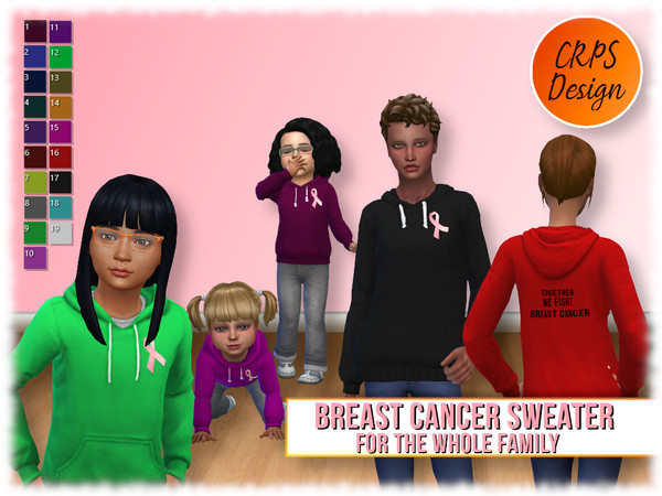 Sims 4 — Breast cancer awareness Hoddy - Female by Stephanie_Mey1991 — This set includes beautiful hoodies for the whole
