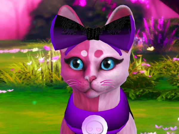 Sims 4 — simiracle big bow cats Black and Purple Redone.package by PastelHeartKittens — Victorian goth fashion for your