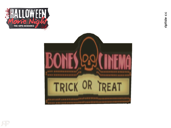 Sims 4 — Riptide CC-Halloween Horror Movie Night Collection Welcome Cinema Sing by Riptidecc — Bring the thrills and