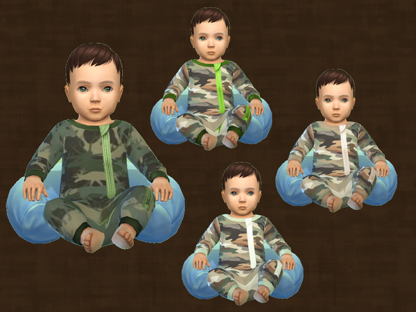 Sims 4 — Hunter Sleeper Infants by chicchatter872 — Recolored sleeper in a camo hunter theme