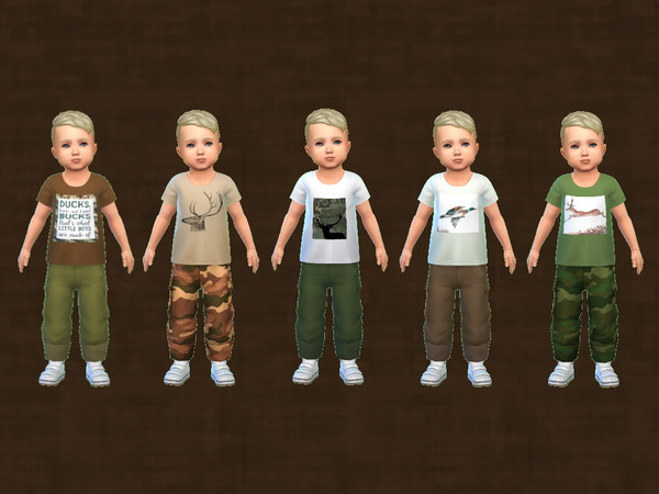 Sims 4 — Hunter Tshirt Toddlers by chicchatter872 — Recolored Tshirt in a hunter theme