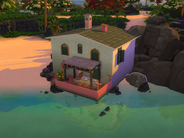 Sims 4 — Coral Coast Hideaway (no CC) by straalh332 — Coral Coast Hideaway is a charming, Mediterranean-inspired retreat