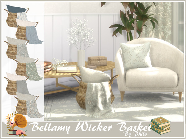 Sims 4 — Philo_Bellamy Wicker Basket by philo — With its soft and muted colours, this living room deco set will be a