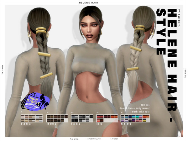 Sims 4 — High Street Shopping Helene Hairstyle by Leah_Lillith — All LODs, Smooth bones, Custom CAS thumbnail, Works with