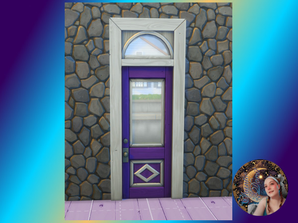 Sims 4 — Diamond Panel Entry Door with Window and Fanlight by ChantieDoesit — I'm in the process of adding purple door