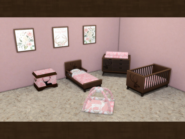 Sims 4 — Pink Camo Wall Art [chicchatter87] by chicchatter872 — Recolored Nursery Set in a Pink Camo Theme