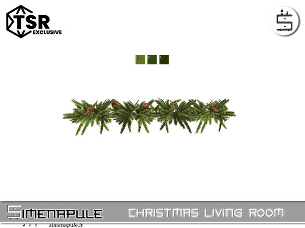 Sims 4 — Christmas Living Room - Pine Branches Deco 01 by Simenapule — Christmas Living Room - Deco