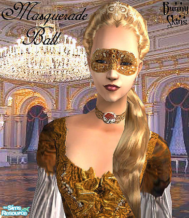 Sims 2 — Masquerade Ball: Jewelled Gilded Mask by BunnyTSR — An intricate jewelled Venetian-style mask in gold. Created