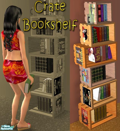 Sims 2 — Crate Bookshelves - Books Color Option by Dr Pixel — A very low-budget bookshelf, made by stacking up old