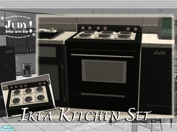 Sims 2 — Judy IKEA Kitchen - Stove Black 2 by judyhugsnoopy — Recolor Maxis cheap stove. Black marble color with door