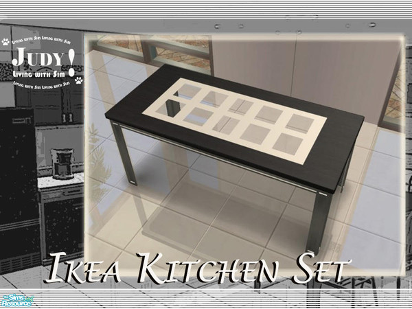 Sims 2 — Judy IKEA Kitchen - Tablewithglass by judyhugsnoopy — Recolor Maxis cheap furnitures, black color with glass and