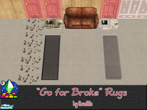 Sims 2 — am_GFBRugs by Cruella — Tacky vinyl runners, newspaper rugs and dirty floor rug. All made especially for the