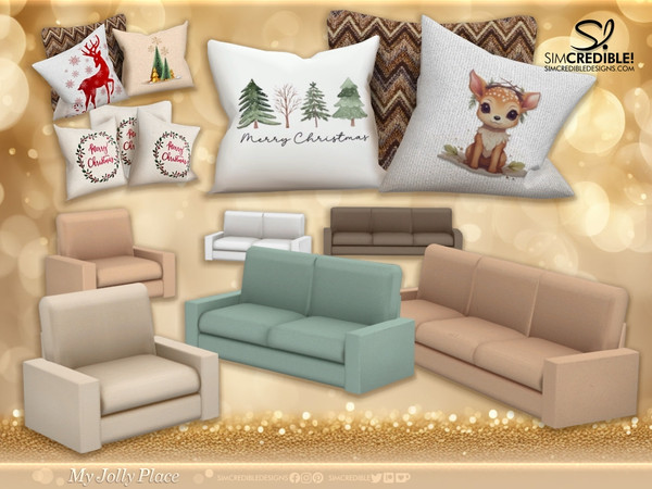 Sims 4 — My Jolly Place 3 Cushions by SIMcredible! — Bringing for your sims the My Jolly Place series. The first set is a