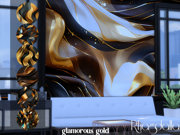 Sims 4 — Glamorous Gold Walls by Rhagdalla — Glamorous Gold Walls